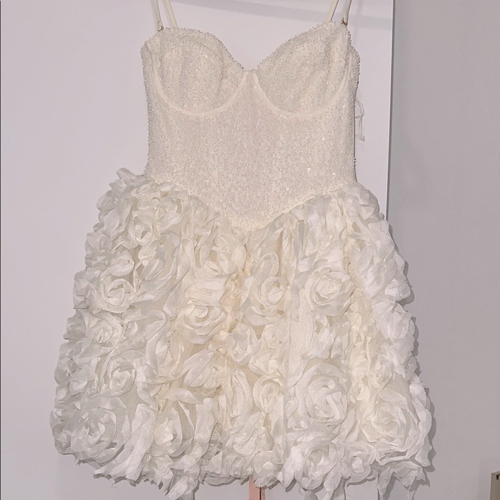 Oh Polly Cream Textured Mini Dress